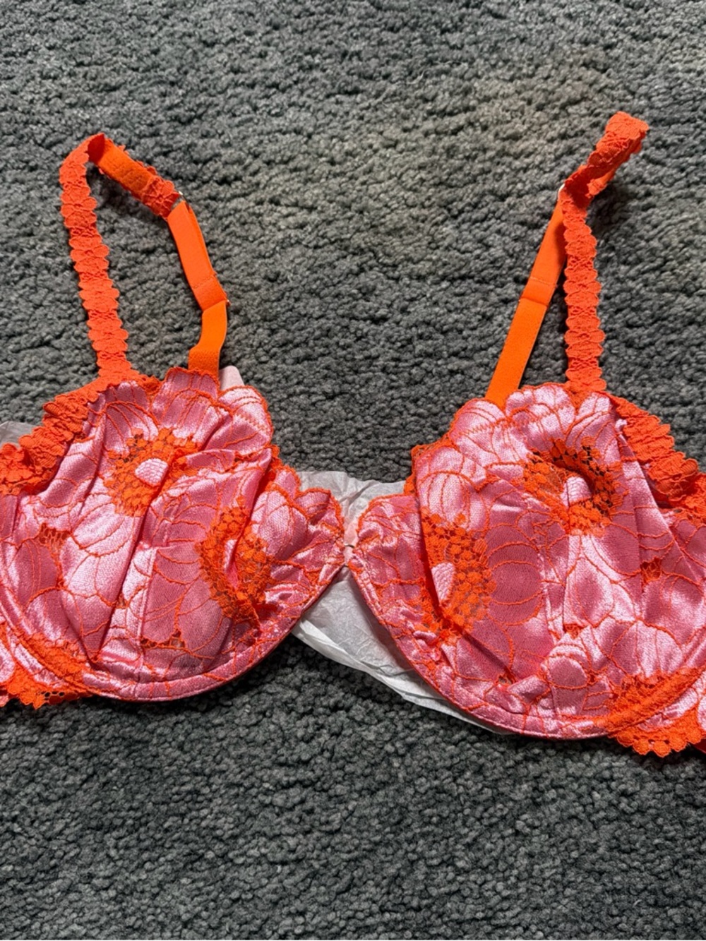Savage X Fenty Perfectly Poppy Unlined Lace Demi Bra 38D